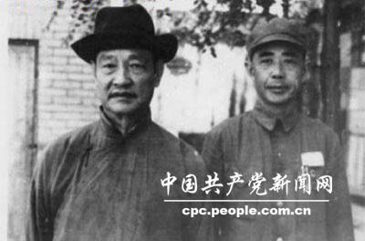 1949年8月，程潛、陳明仁（右）在長沙舉行起義