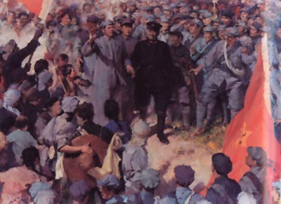 1928年4月，朱德和毛澤東在江西寧岡會師（油畫）